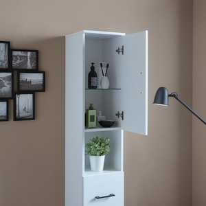 Colonne de salle de bain réversible Ravenna blanche avec portes, tiroir et compartiment ouvert - Ensembles de salle de bain élégants - Product Image 3