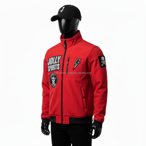 Veste Softshell de haute qualité, tissu coupe-vent rouge, hydrofuge, logo brodé personnalisé, veste Softshell pour homme - Product Image 3