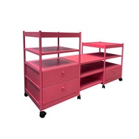 Meuble de rangement en acier à 3 tiroirs, chariot de salon avec rangement, armoire de rangement basse multifonction en métal avec roulettes pour bureau et cuisine