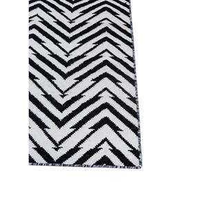 Tapis en laine tissée plate grande taille Alhambra ADWP-13074 gris noir à chevrons, motif puzzle rectangulaire rayé pour la maison, le couloir, le salon, en viscose - Product Image 4