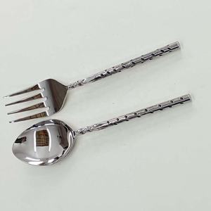 Stainless Steel Silver Spoon Fork Set with <b>Stick</b> Design Handle Wholesale Modern Portable Salad Server Set - Product Image 3