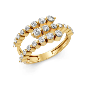 Anillo de Diamantes Cultivados en Laboratorio, Triple Hilera, Oro de 14 Quilates, Chapado en Rodio, Certificado IGI, Anillo de Compromiso y Boda de Lujo para Mujer, Corte Brillante - Product Image 1