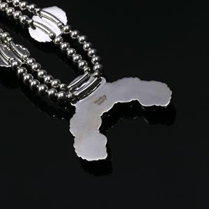 Lujoso 925 Plata de Ley sólida Forma redonda natural Concha Rosa Piedras preciosas semipreciosas Collar con colgante de diseñador hecho a mano - Product Image 2