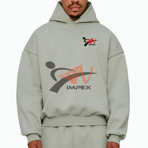 High Quality <b>Thick</b> Boxy Blank Cotton 500gsm Hoodie Oversized Fleece Custom Heavyweight Cropped <b>Hoodies</b> <b>for</b> <b>Men</b> - Product Image 3