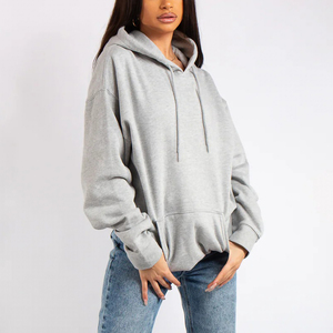 Vente en gros de sweat à capuche surdimensionné pour femmes pull d'hiver à la mode coton polaire chaud coupe ample épaule tombante doux confortable confortable - Product Image 5