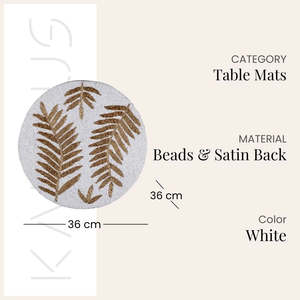 Set de table de luxe fait main avec perles blanches brodées et dos en satin pour la décoration de la maison et de mariages – Polyvalent et facile d'entretien - Product Image 5