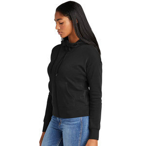 Sweat à capuche noir doux pour femme, nouveau, à fermeture éclair intégrale, manches longues, poches latérales - Product Image 3