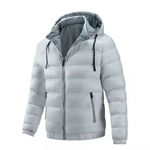 Veste matelassée en toile brillante à manches longues pour l'hiver, logo personnalisé sur le devant, imperméable, coupe-vent, unisexe avec capuche - Product Image 1