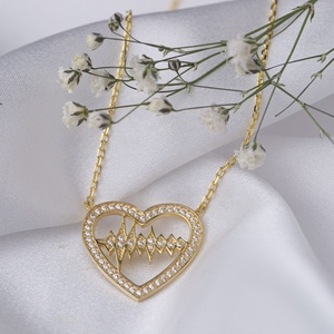 Coeur Beat Design Coeur Forme Zircon Pierre Charme Collier Turc Fabriqué À La Main En Gros 925 Bijoux En Argent Sterling - Product Image 3