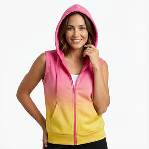 Chaleco con Capucha sin Mangas para Mujer, Elegante, con Cremallera, de Algodón Premium, Informal, Precio al por Mayor, Directo de Fábrica - Product Image 1