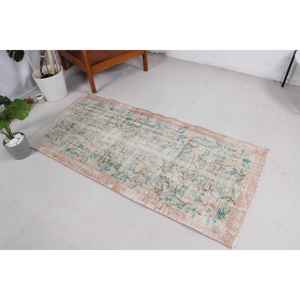 Alfombra Turca de 2.7x5.7 pies, Alfombra Vintage, Alfombra de Lana Azul Sólida - Product Image 1