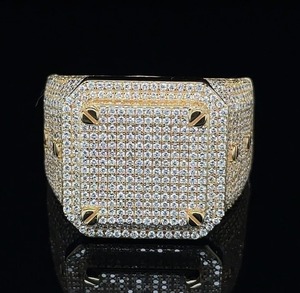 Fully Iced Out Prong Setting Square Ring 925 Sterling Silver Ring Customized Engagement Ring & HIP HOP <b>Diamond</b> <b>Jewelry</b> - Product Image 2