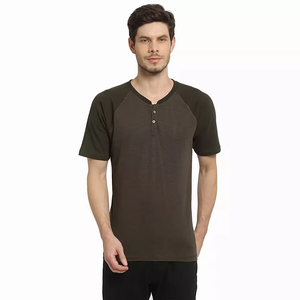 Henley เสื้อคอตตอนสำหรับผู้ชายเสื้อแขนสั้นลำลองพิมพ์โลโก้สกรีนออกแบบได้ตามต้องการ - Product Image 5