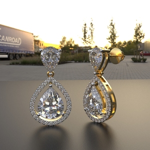 Avarta 18k Gold <b>Moissanite</b> Dangler <b>Earring</b> - Product Image 1