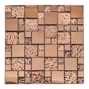 Patrón de metal de cobre Azulejo de mosaico de vidrio texturizado Pared de cocina Backsplash - Product Image 1