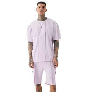Nouvelle conception, logo personnalisé, ensemble de jogging décontracté pour hommes, streetwear, manches courtes, couleur unie, ensemble short et t-shirt 2 pièces, séchage rapide - Product Image 6