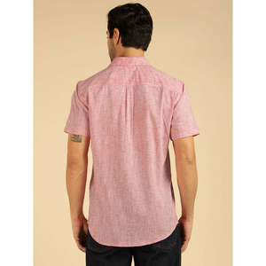 Amanush <b>Men's</b> <b>Pink</b> Textured Plaid Short Sleeve Cotton Casual <b>Shirt</b> Turn-down Collar Breathable Summer Wear <b>Mens</b> Wear <b>Shirts</b> - Product Image 4