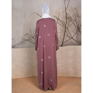 Último cárdigan modesto negro islámico Abaya para mujer venta al por mayor bordado Bowknot Abaya para verano diseñado Dubai musulmanes - Product Image 1