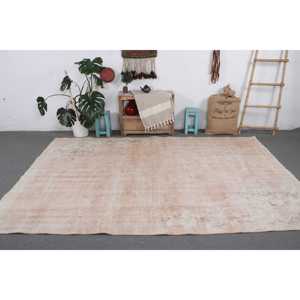 Vintage Large Rug 6.6x9.9 ft, <b>Brown</b> Camouflage Turkish <b>Wool</b> Rug - Product Image 3