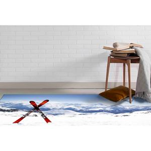 Winter Landscape Printed Rug: <b>Ski</b> Scene, Chenille Fabric, Anti-Slip, <b>Machine</b> Washable,Nonwoven Soft Rug - Product Image 5