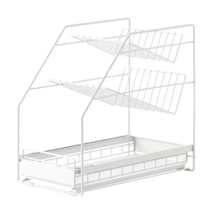 3-Tier <b>White</b> Glass <b>Spice</b> <b>Rack</b> Stylish Standing Type Clear Organization for Kitchen Hotel Office Storage Durable Metal Material - Product Image 3