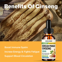 Compléments alimentaires à base de plantes OEM, énergie, extrait de racine de ginseng rouge coréen, ginseng liquide en gouttes, boissons énergétiques pour soutenir l'immunité