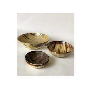 Juego de 3 cuencos de sopa y comida de diferentes tamaños cuencos de cuerno de búfalo mesa de restaurante cuenco de postre único decorativo - Product Image 1