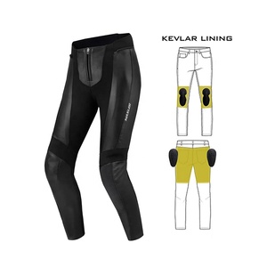 Pantalones de Motociclismo Deportivos de Cuero para Hombre, Resistentes al Viento, Negros, para Aventura, Turismo y Pista, con Protecciones de Seguridad CE, de Cuero Vacuno Duradero - Product Image 1