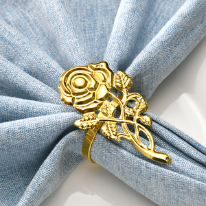 <b>Top</b> Selling <b>Rose</b> Aluminum Napkin Rings Golden Polished Finish Eco-Friendly Durable Classic Design for Special Events Regular - Product Image 1