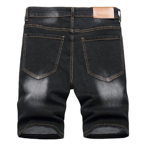 กางเกงยีนส์สีดำของผู้ชายใหม่กางเกงขาสั้นสีดำกางเกงยีนส์ผ้าฝ้าย100% ดีไซน์มีลาย - Product Image 2