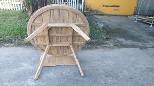 <b>Round</b> Acacia Light Teak Solid Wood Eco-Friendly Durable Minimalist Design <b>Outdoor</b> Dining <b>Table</b> - Product Image 3