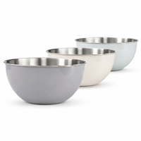 Ensemble de 3 bols mélangeurs empilables personnalisables en acier inoxydable colorés avec becs verseurs pour salades, légumes, pâtes et pâtisseries
