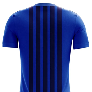 Custom Sublimated Soccer Jersey Set Men's Blue Striped Short Sleeve Moisture Wicking <b>Athletic</b> Fit All Seasons Football Uniform - Product Image 3