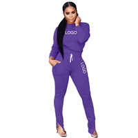 Ensemble de survêtement d'hiver personnalisé pour femme, 100% coton, grande taille, uni