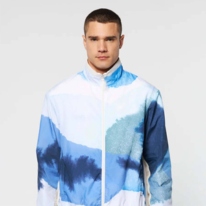 Chaqueta Cortavientos Personalizada Azul y Blanca con Estampado, Ligera, con Cremallera Completa, Ropa Exterior para Hombre, Moda Urbana - Product Image 4