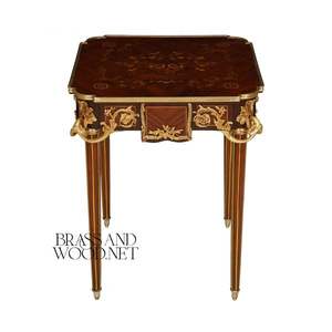 Juego de Mesa de Centro de Madera con Incrustaciones de Lujo Clásico con Detalles en Latón - Product Image 4