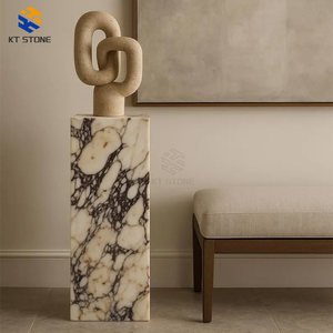 Muebles de Lujo, Pedestal de Mármol Personalizado, Mármol Calacatta Viola, Decoración Moderna para el Hogar, Pedestales Cuadrados de Mármol para Sofá - Product Image 3