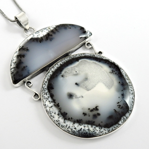 Nueva llegada diseño de lujo 925 plata esterlina dendrita natural ópalo piedra preciosa diseño único colgante de lujo joyería Bohemia hecha a mano - Product Image 1