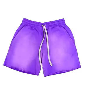 Shorts pour hommes vintage lavés, délavés au soleil, élégants, poches arrière, longs cordon de serrage, abordables - Product Image 6