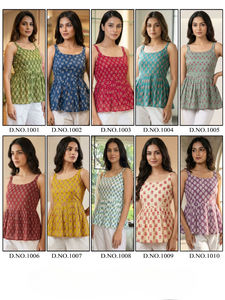 Blusas Cortas Elegantes de Algodón Estampadas para Oficina, Moda Juvenil, Estilo Hip - Product Image 3