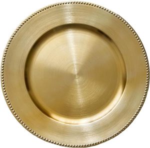 Assiette de service ronde en métal de qualité supérieure plaquée or, design simple, vaisselle et assiettes pour événements, mariage, décoration de fête - Product Image 5