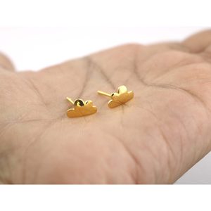 Sólido 14K Amarillo Rosa Blanco Oro Nube Studs Pendientes de poste de moda para compromiso - Product Image 5