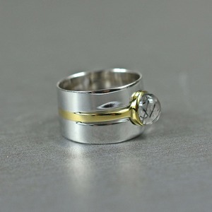 Joyería para Mujer, Anillo de Plata Estilo Boho, Plata de Ley 925 con Piedra Preciosa de Rutilo Negro, Anillo Hecho a Mano de Moda, Regalo para el Amor - Product Image 3
