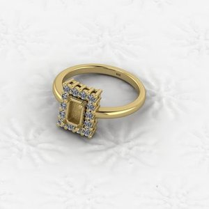 Componentes de Joyería de Alta Calidad, Plata de Ley 925 Genuina, Base para Anillo Semi-Montado con Zirconia Cúbica Octogonal de 3x5mm y Engaste de 1.8mm - Product Image 5