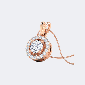 Collar con Colgante Solitario de Diamante Redondo de 0.65CTW con Halo, Oro de 14k, Diamante Cultivado en Laboratorio, Color D, VVS, Engaste Pavé, Joyería para Mujer, 18 Pulgadas - Product Image 4