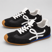Baskets rétro en daim de vache à lacets pour femmes, chaussures décontractées à profil bas, semelle en caoutchouc, fabrication OEM, marque privée