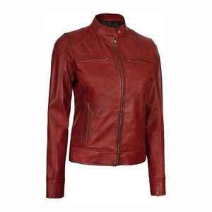 Chaqueta de Cuero para Mujer, Elegante, Hecha en Fábrica, 100% Cuero Puro, de Alta Calidad, Transpirable, de Lujo - Product Image 4