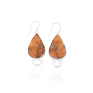 Boucles d'oreilles pendantes en pierre de jaspe Malinga en laiton de style bohème pour femmes, cadeau tendance pour les mariages, les fiançailles, les fêtes, les anniversaires - Product Image 1