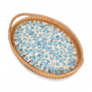 Bandeja de Servicio Hecha a Mano de Diseño Flexible de Ratán Bohemio con Madreperla para Uso en el Hogar, Restaurantes y Comedores, Vietnam - Product Image 3