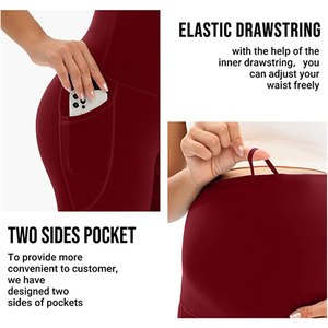 Leggings de maternité pour femmes d'entraînement en gros sur le ventre grossesse vêtements actifs pantalon de Yoga doux athlétique avec poches - Product Image 5